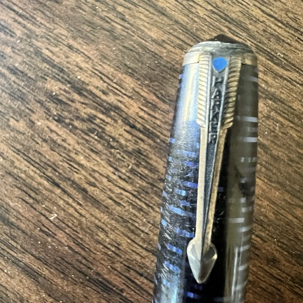 Parker Vacumatic Blue Pearl Major Blue Diamond Fountain Pen 14K Gold Nib Working